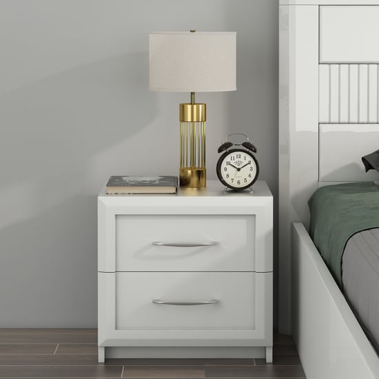 Helios Arctic Bedside Table - White