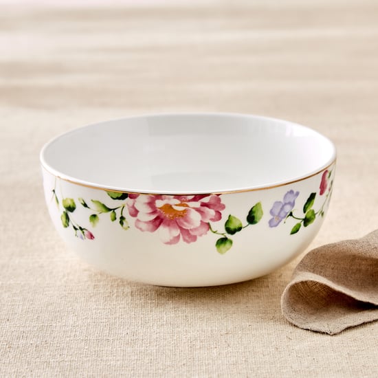 Lucas Hollyhock Bone China Printed Cereal Bowl - 600ml