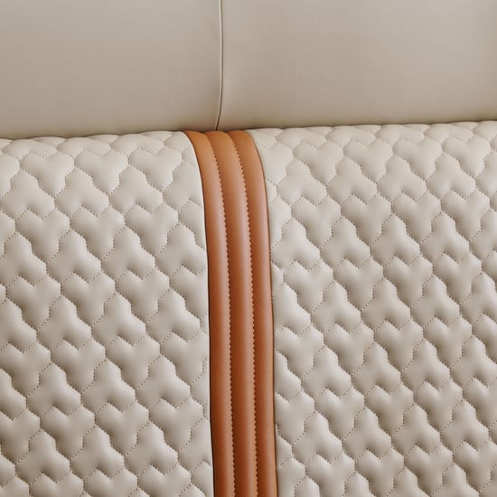 Tiffany Caramel Faux Leather Queen Bed - Beige