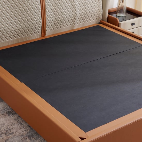 Tiffany Caramel Faux Leather Queen Bed - Beige