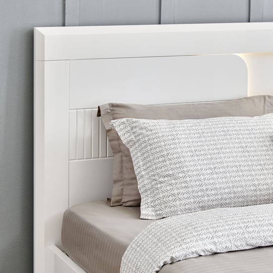 Helios Spacewood Kosmo Arctic King Bed with Hydraulic Storage - White