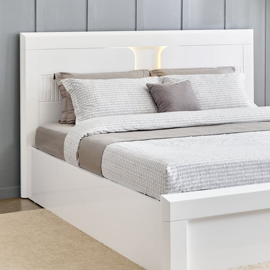 Helios Spacewood Kosmo Arctic King Bed with Hydraulic Storage - White