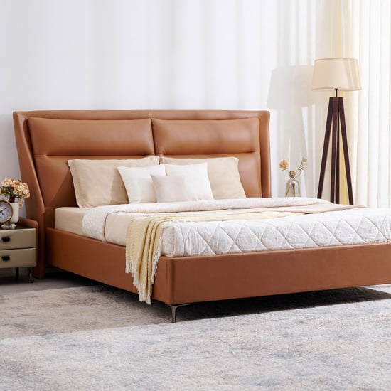 Tiffany Hazel Faux Leather Queen Bed - Brown