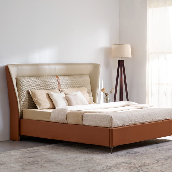 Tiffany Caramel King Bed with Hydraulic Storage - Brown