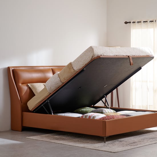 Tiffany Hazel Queen Bed with Hydraulic Storage - Brown