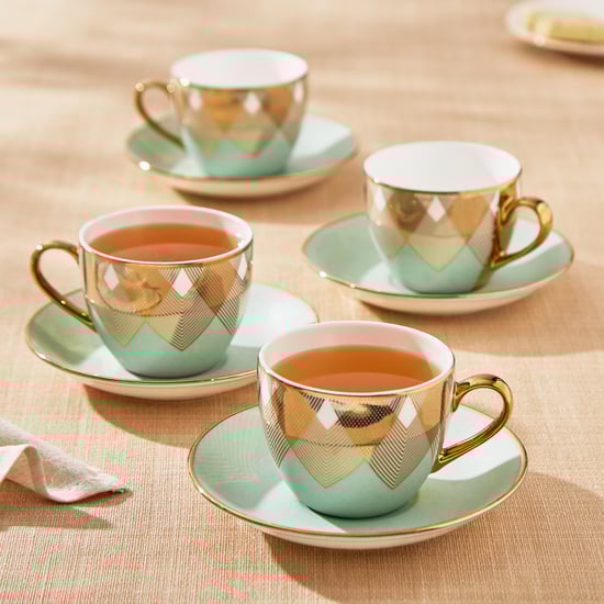 Mandarin Iris Set of 4 Bone China Cups and Saucers - 180ml