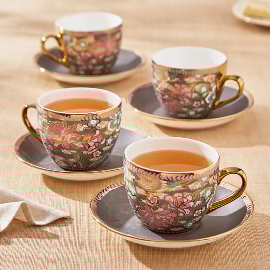 Mandarin Iris Set of 4 Bone China Cups and Saucers - 180ml