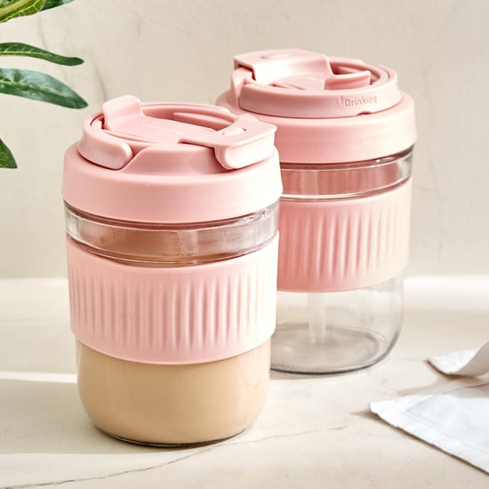 Fiesta Cole Set of 2 Glass Travel Mugs - 380ml