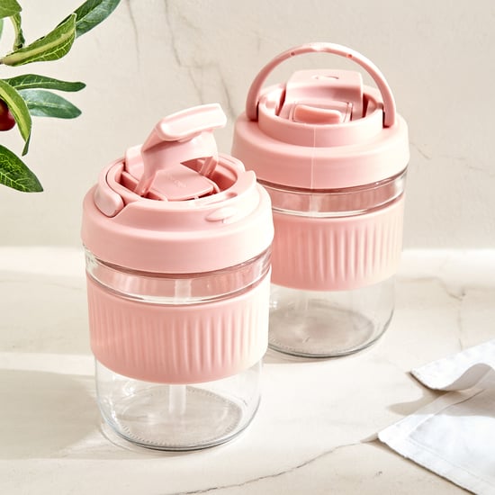 Fiesta Cole Set of 2 Glass Travel Mugs - 380ml