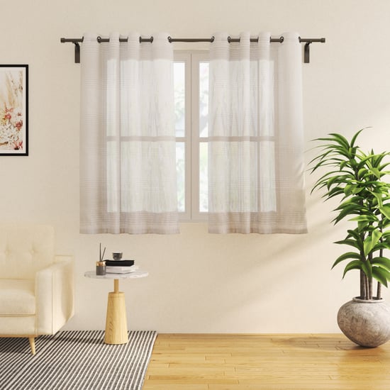 Corsica Organza Set of 2 Striped Sheer Window Curtains