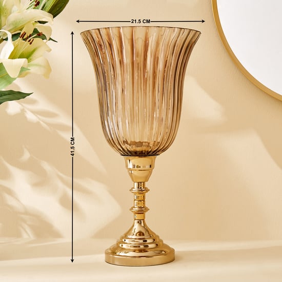 Heritage Renew Jive Glass and Metal Hurricane Candle Holder - Large