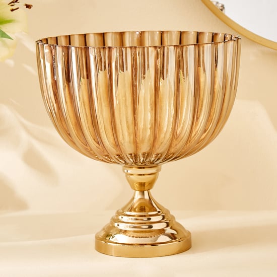 Heritage Renew Jive Metal and Glass Fluted Decorative Bowl