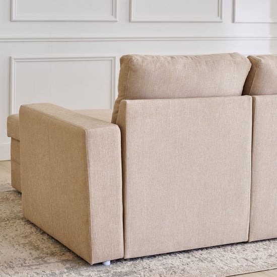 Helios Woodland Fabric 3-Seater Storage Sofa Bed with Interchangeable Chaise - Beige