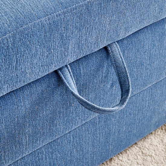 Helios Woodland Fabric 2-Seater Storage Sofa Bed with Interchangeable Chaise - Blue