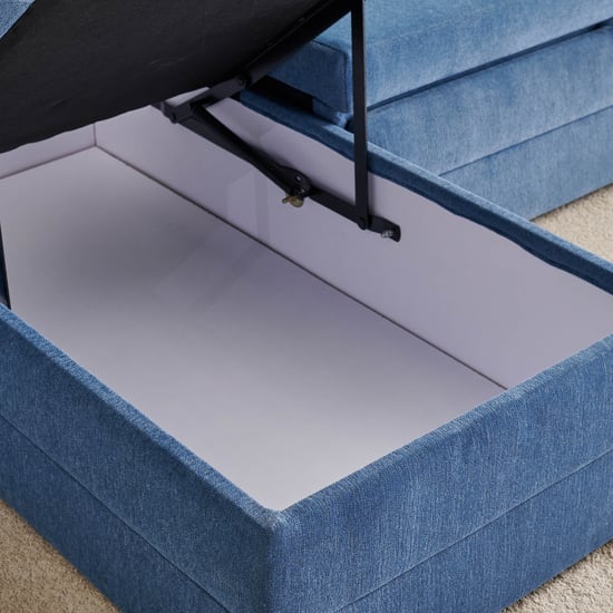 Helios Woodland Fabric 2-Seater Storage Sofa Bed with Interchangeable Chaise - Blue