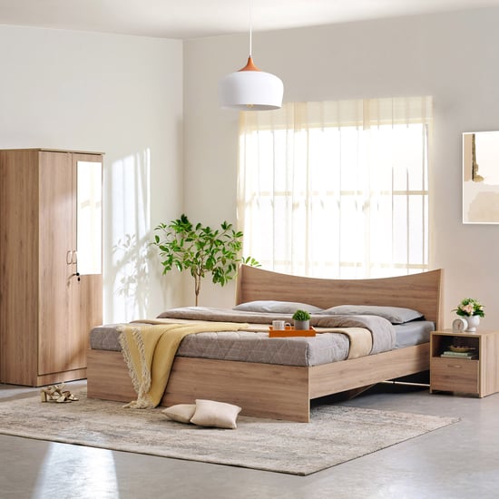 Helios Alton Queen Bed with Bedside Table and 2-Door Wardrobe