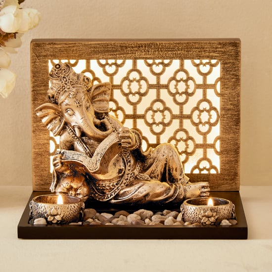 Renaissance 4Pcs Polyresin Ganesha Figurine with T-Light Holders