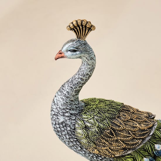 Mayur Rumi Polyresin Peacock Figurine | Green | Polyresin