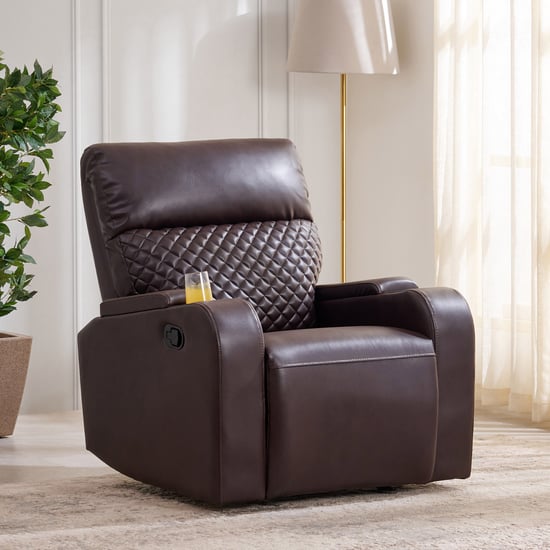 Asher Faux Leather 1-Seater Recliner - Brown
