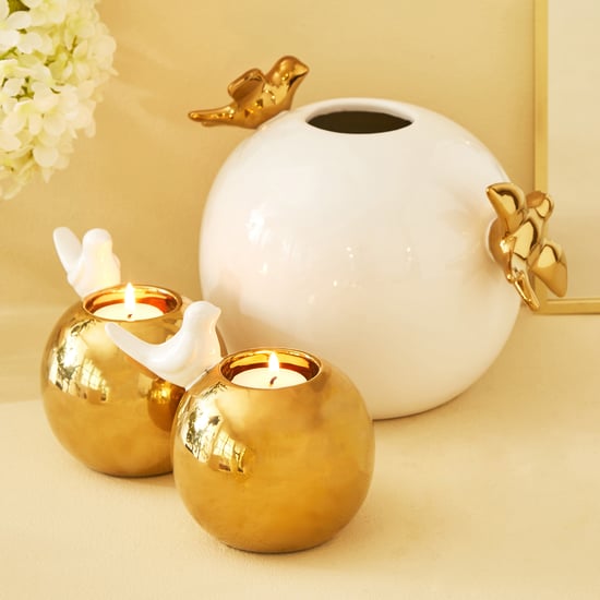 Stellar Fantasy Mia 3 Pcs Ceramic Bird Vase with T-Light Holders