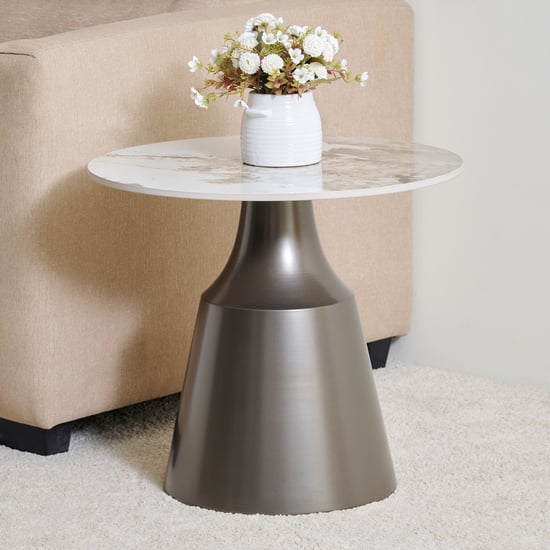 Jarvis Sintered Stone Top End Table - Off White