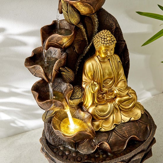 Cascade Polyresin Buddha Water Fountain - 30x24x53cm