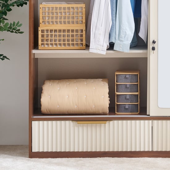 Elysium 2-Door Sliding Wardrobe with Mirror - Beige
