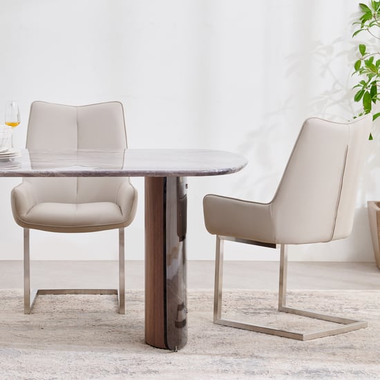 Trinity Faux Marble Top 6-Seater Dining Set with Chairs - Grey