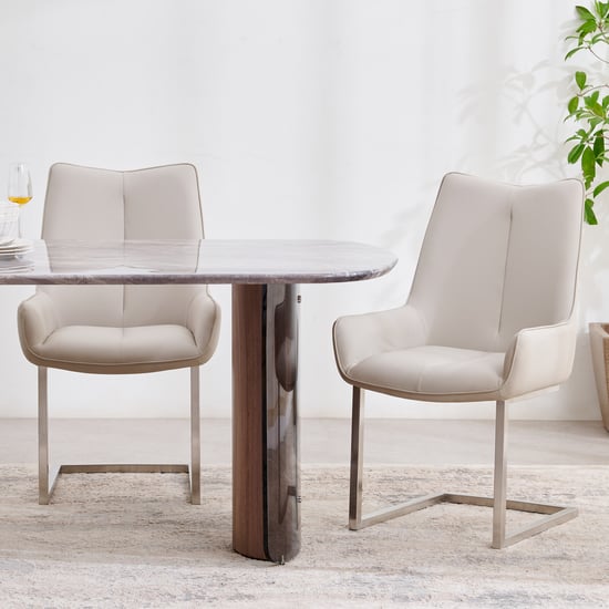 Trinity Faux Marble Top 6-Seater Dining Set with Chairs - Grey