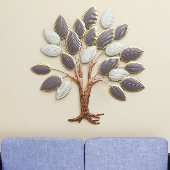 VEDAS Ivory Metal Leaf Wall Accent
