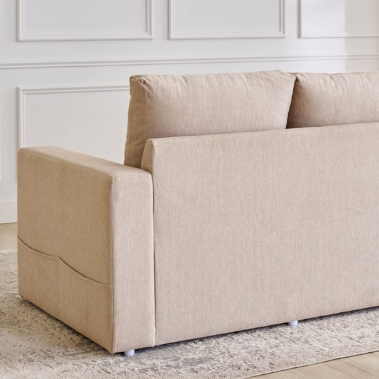 Helios Woodland Fabric 3-Seater Sofa Bed - Beige