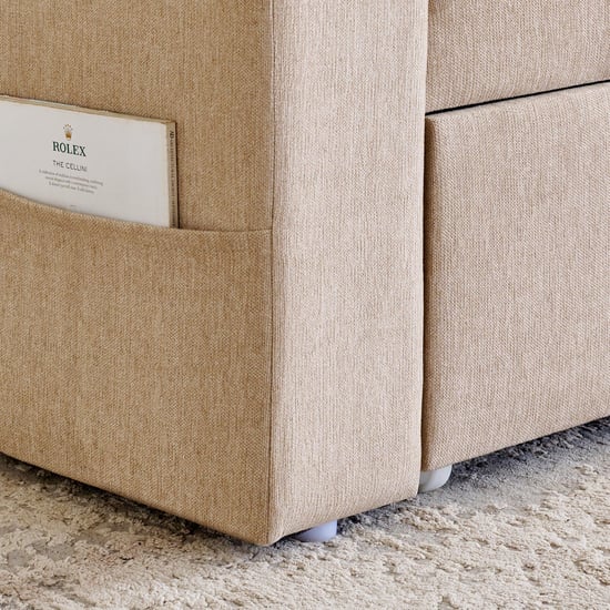 Helios Woodland Fabric 3-Seater Sofa Bed - Beige