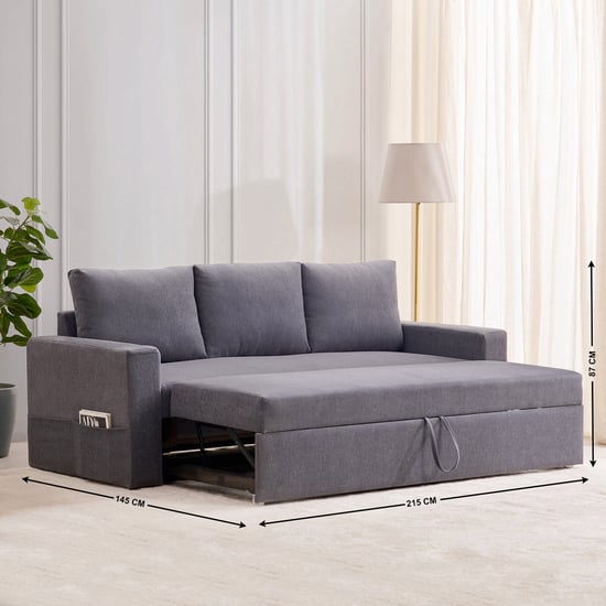 Woodland Fabric 3-Seater Sofa Bed - Grey