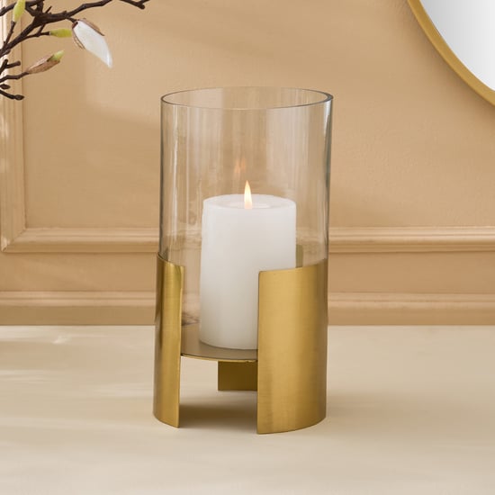 Eternity Vogue Metal and Glass Hurricane Candle Holder - Small