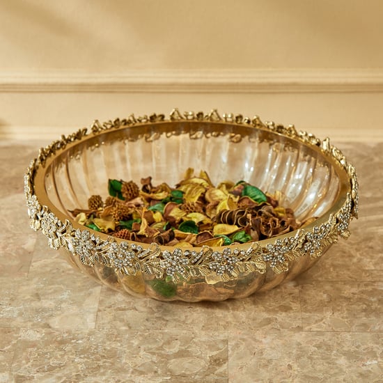 Fables Glitz Glass Floral Decorative Bowl