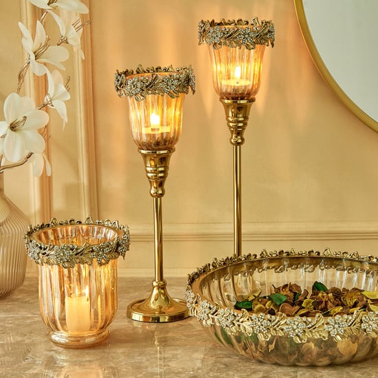 Fables Glitz Glass Floral Decorative Bowl