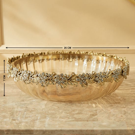 Fables Glitz Glass Floral Decorative Bowl