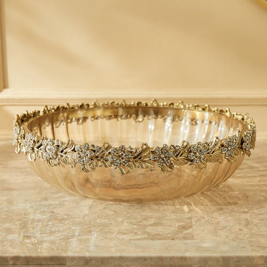 Fables Glitz Glass Floral Decorative Bowl
