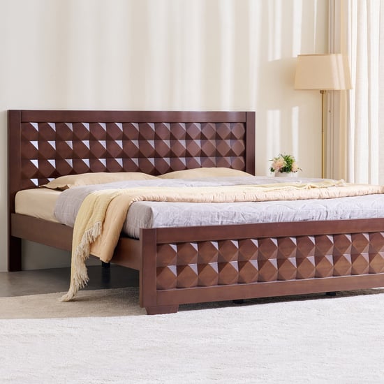 Helios Lisbon Kane Mahogany Wood Queen Bed - Walnut