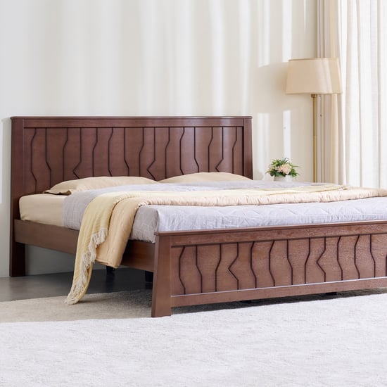 Helios Lisbon Yuri Mahogany Wood King Bed - Walnut