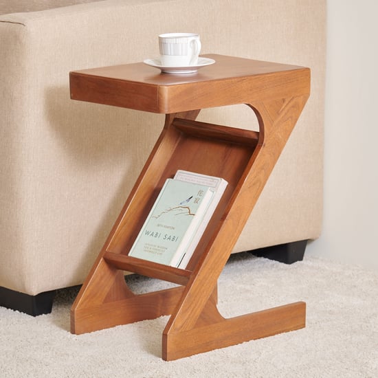 Amanda Acacia Wood Z End Table - Brown