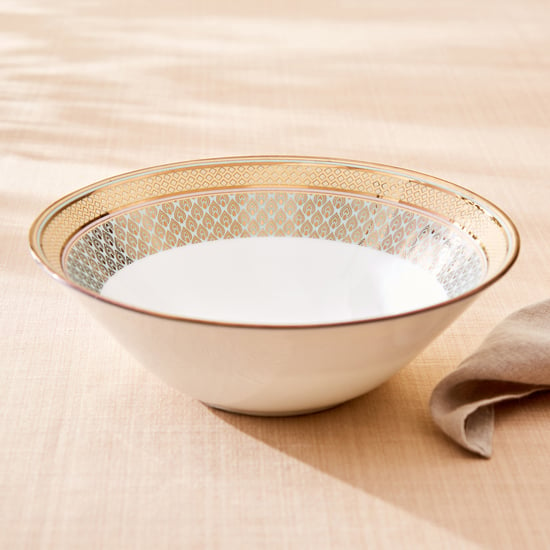 Midas Peacock Bone China Printed Serving Bowl - 1L