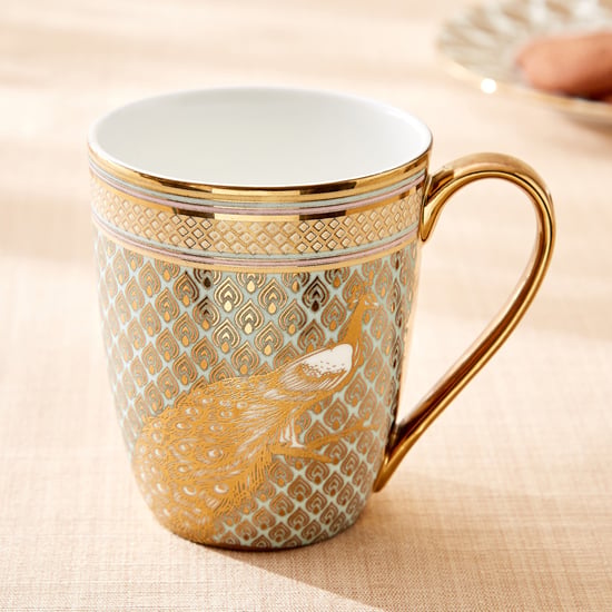 Midas Peacock Bone China Printed Coffee Mug - 240ml