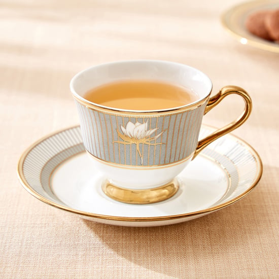 Midas Lotus Bone China Printed Cup and Saucer - 150ml