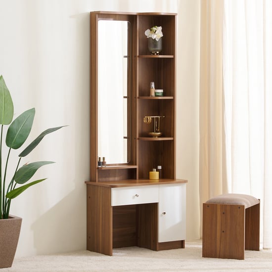 Helios Nolan Dresser with Mirror and Stool - Teak