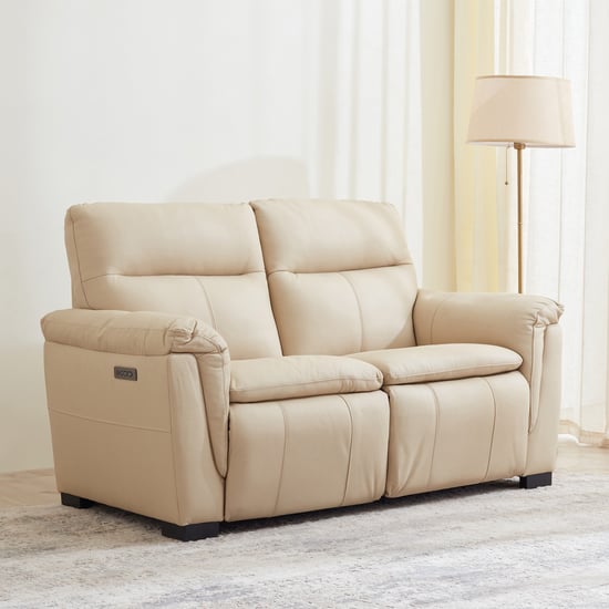 Senorita Half Leather 2-Seater Electric Recliner - Ivory