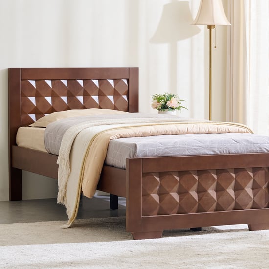 Helios Lisbon Kane Solid Wood Single Bed - Walnut