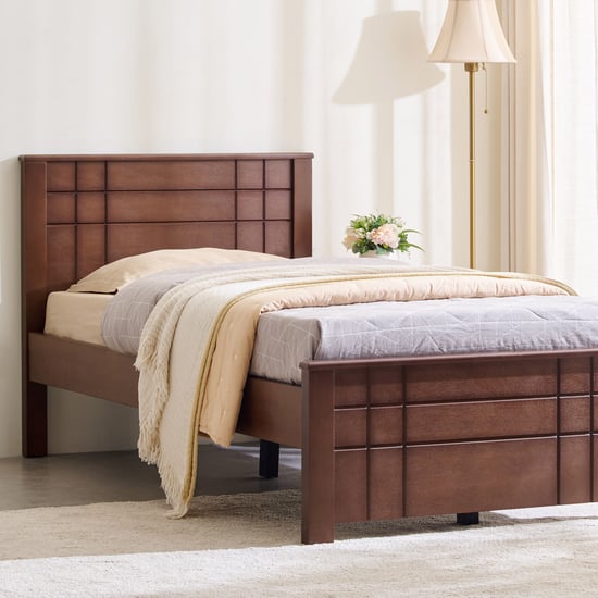 Helios Lisbon Remi Solid Wood Single Bed - Walnut