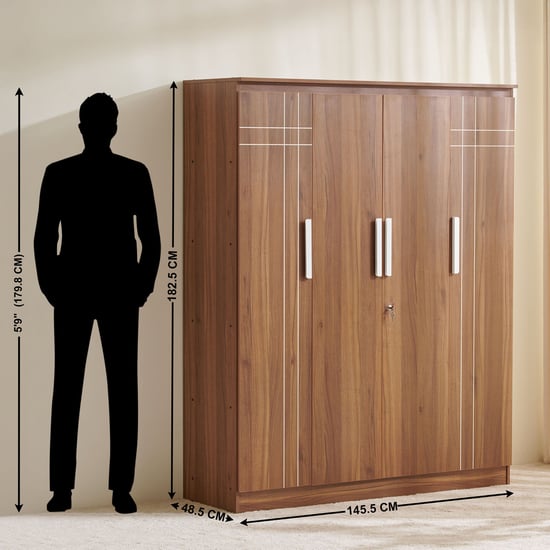 Helios David 4-Door Wardrobe - Brown | Brown | Engineered Wood