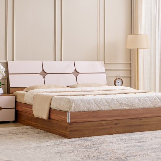 Helios Allen Queen Bed with Hydraulic Storage - Teak